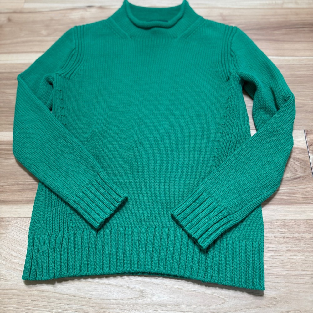 J Crew Oarsman Roll Neck Sweater Womens XS Kelly Green Cotton Knit J0437